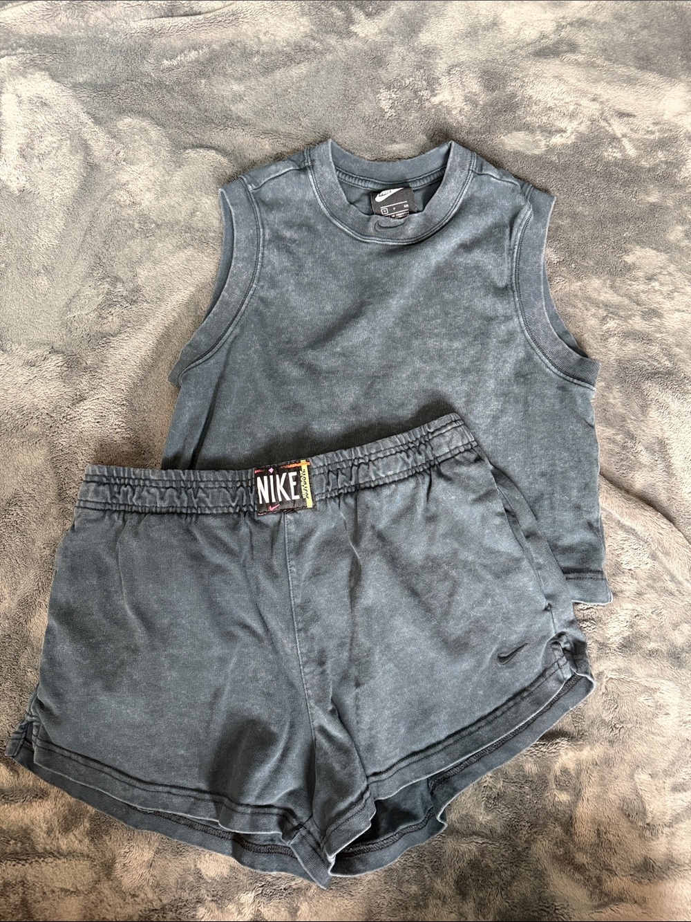 Nike Washed Charcoal Sleeveless Tank and Shorts Set